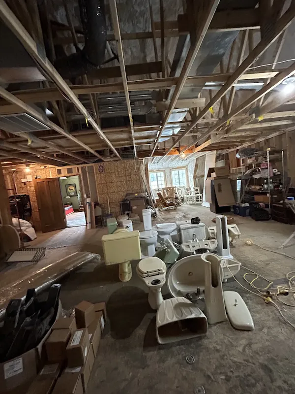Open interior prepared for renovation after demolition